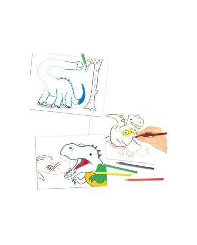 Dino world album de coloriage point par point | K'Ado Mino