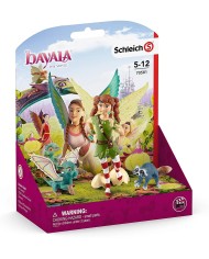 Fée Marween avec Nugur le dragon et Piuh le raton laveur