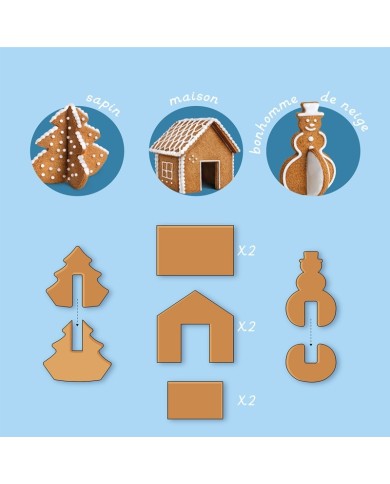 Emporte-pièces Biscuits de Noël 3D Chefclub Kids | Kadomino