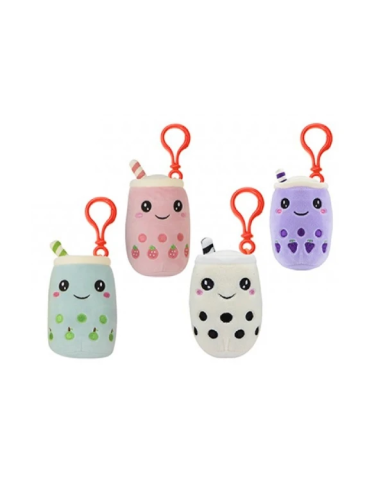 Peluche Clip Boba Bubble Tea 15 cm – 4 coloris assortis