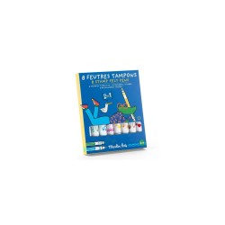 8 feutres tampons 2 en 1 Les Loufoques - Moulin Roty