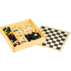 Jeu de Plateau - Coffret Jeux en bois 5 en 1 (Échecs,