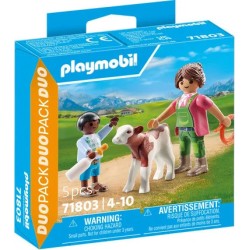 Fermiere et Enfant Avec Veau | K'Ado Mino