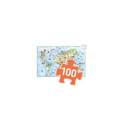 Puzzle Animaux du monde 100 pièces + livret - Djeco DJ07420